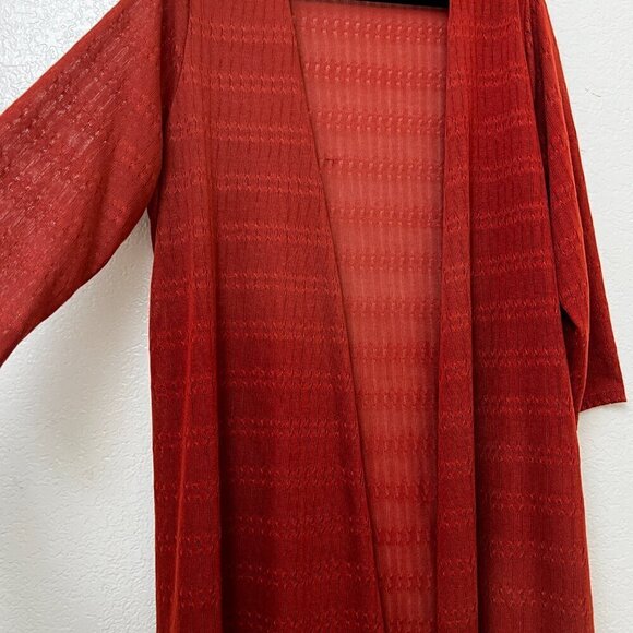 SLINKY BRAND Open Front Long Sleeve Burnt Orange/Rust Lightweight Cardigan 1X - Picture 2 of 8